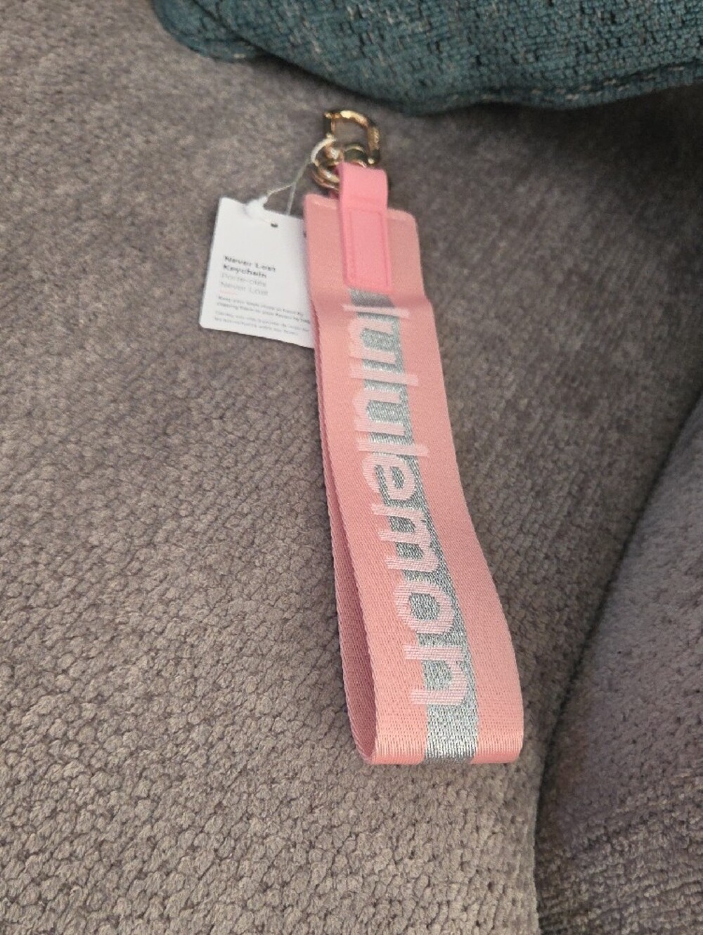 lululemon athletica Pink Keychain Wrist Strap with Gold Hardware - Picture 2 of 3
